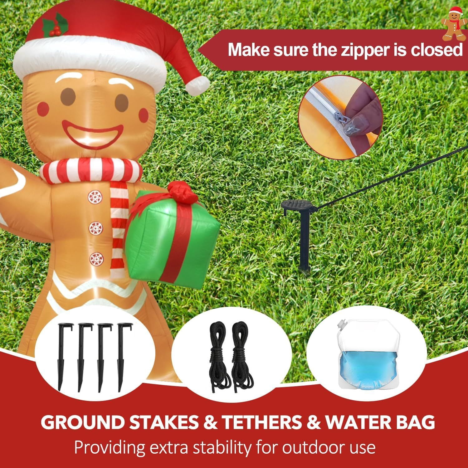 8.5FT Christmas Inflatables Gingerbread Man Outdoor Decorations, Blow up Christmas Yard Decorations with Build-in LED Lights, Weatherproof Holiday for Garden Patio Lawn Party Xmas Gifts