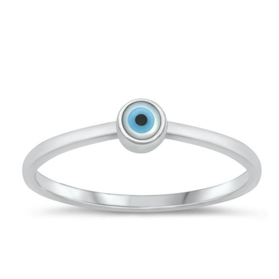 Classic Evil Eye Ring .925 Sterling Silver Minimalist Band Jewelry Female Male Unisex Size 9