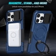 thumbnail image 3 of for iPhone 16 Pro Max Case Magnetic with Ring Stand Black Fits Wireless Charging, iPhone 16 Pro Max Phone Case with Camera Lens Protector Cover Shockproof Anti-Slip (Blue), 3 of 17