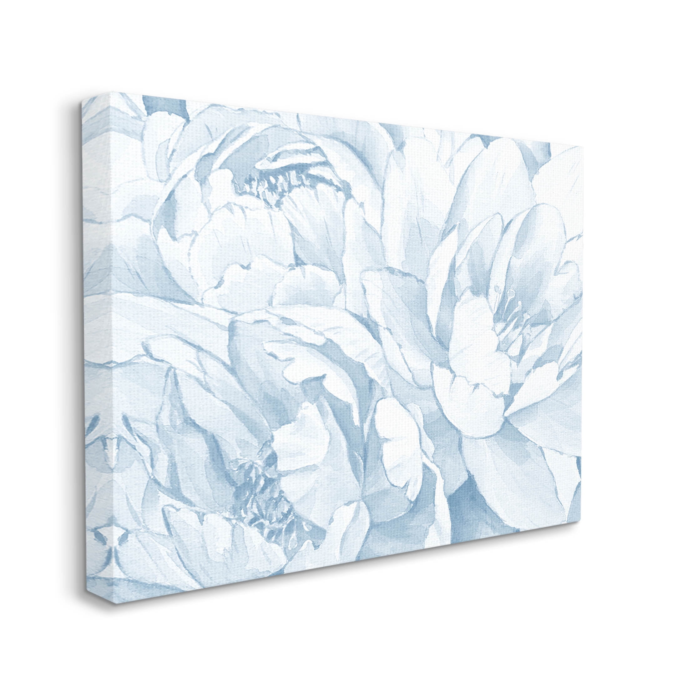 Delicate Blooming White Peonies Botanical & Floral Graphic Art Gallery Wrapped Canvas Print Wall Art