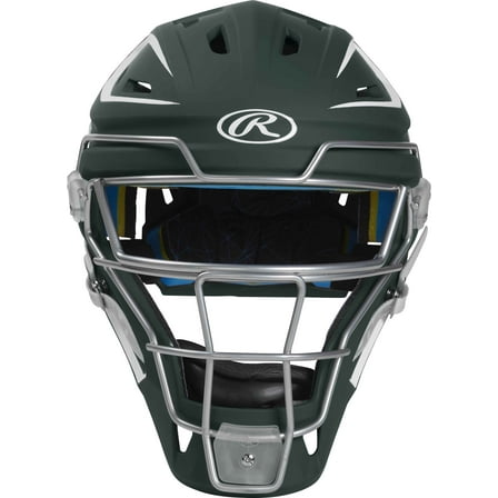Rawlings MACH Baseball Senior Catcher's Helmet | Dark Green/White | Senior