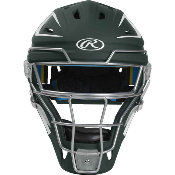 Rawlings MACH Baseball Senior Catcher's Helmet | Dark Green/White | Senior