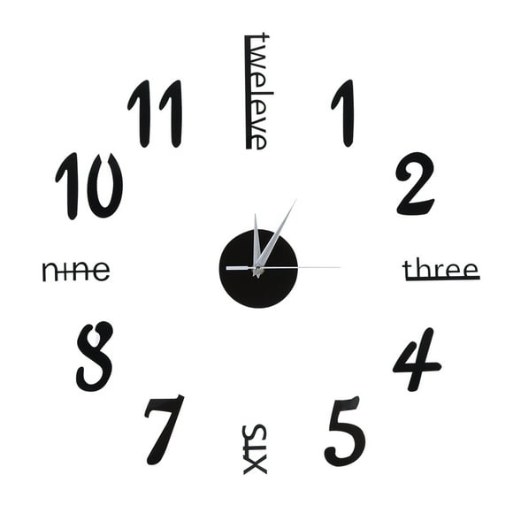 Wall Sticker digital clock stickers Wall Clock DIY 3D Decorative Wall Clock for Home Black