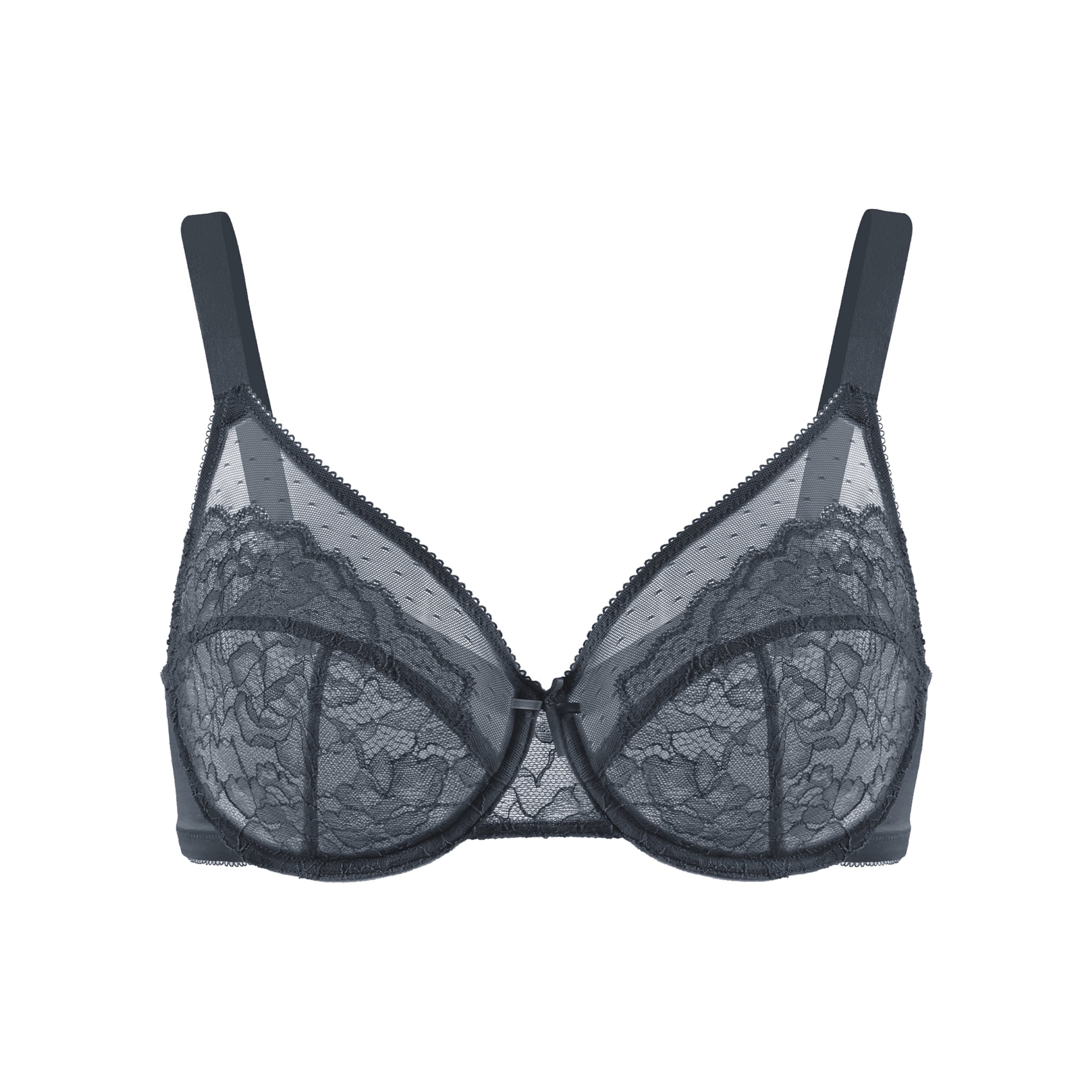 HSIA Plus Size Bras for Women Full Coverage Back Fat Underwire Unlined Bras Dark Grey 46D