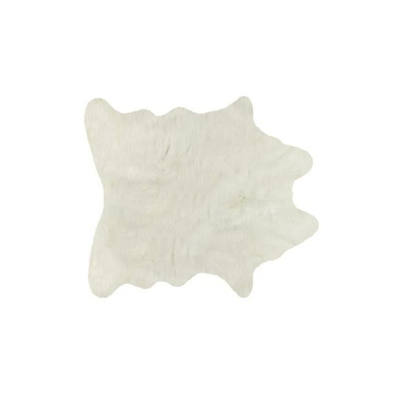 Faux Cowhide Rug, Off White - 4.25 x 5 ft.