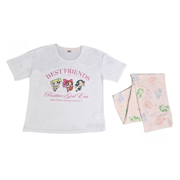 Pijama The Powerpuff Girls para Dama Set Playera Manga Corta con Pantalón Rosa Talla G 2 Piezas