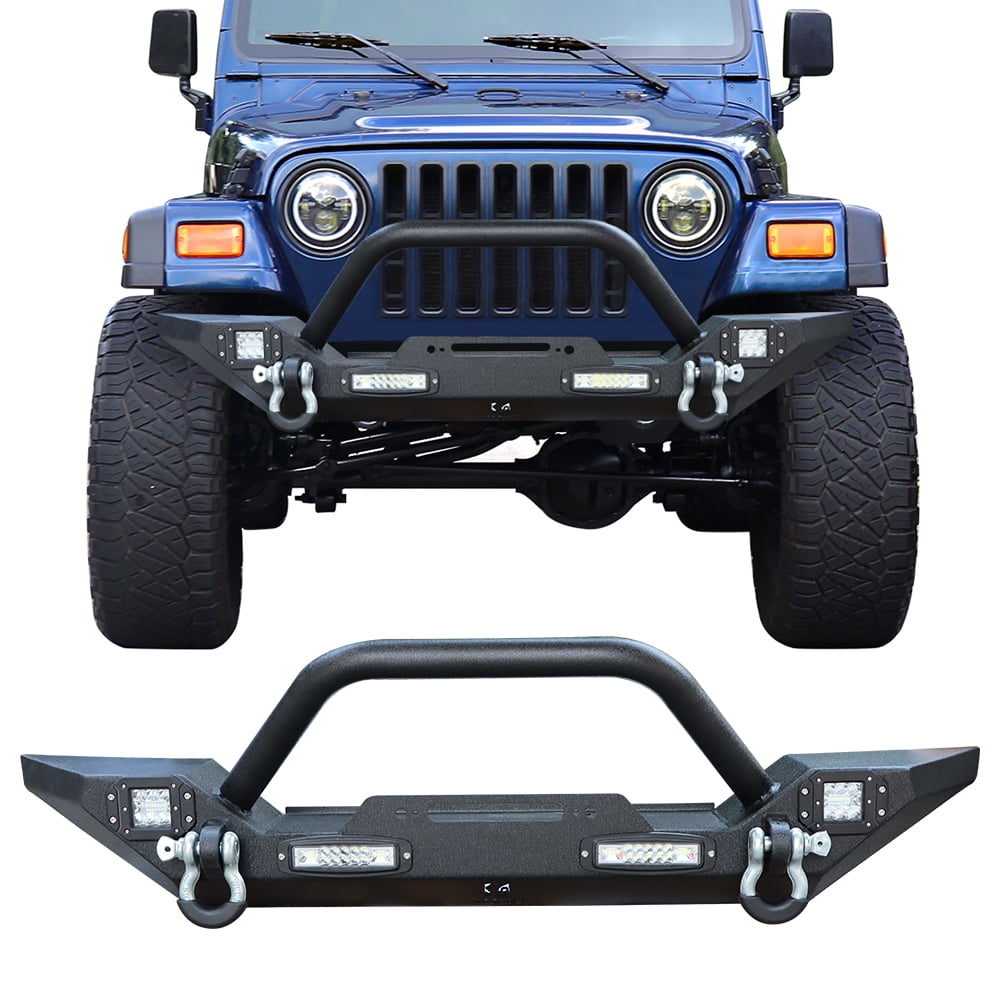 Vijay Steel Fits Jeep Wrangler TJ 1997-2006 Front Bumper with Spotlight and  D-rings 