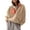 LightBrown, variant on Women’s Sherpa Lightweight Fleece Pullover Button Down Cropped Winter Fuzzy Jacket Sweatshirt Coat with Pockets