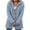 Light Blue, variant on Women's Fuzzy Fleece Hooded Coat , Button Front Long Sleeve Loose Mid Length Loungewear Cardigan Winter Warm Jacket with Pockets Gray L