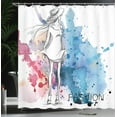 thumbnail image 4 of Ambesonne Fantasy Shower Curtain, Fashion Lady with Hat, 69"Wx84"L, Pink and Blue, 4 of 5