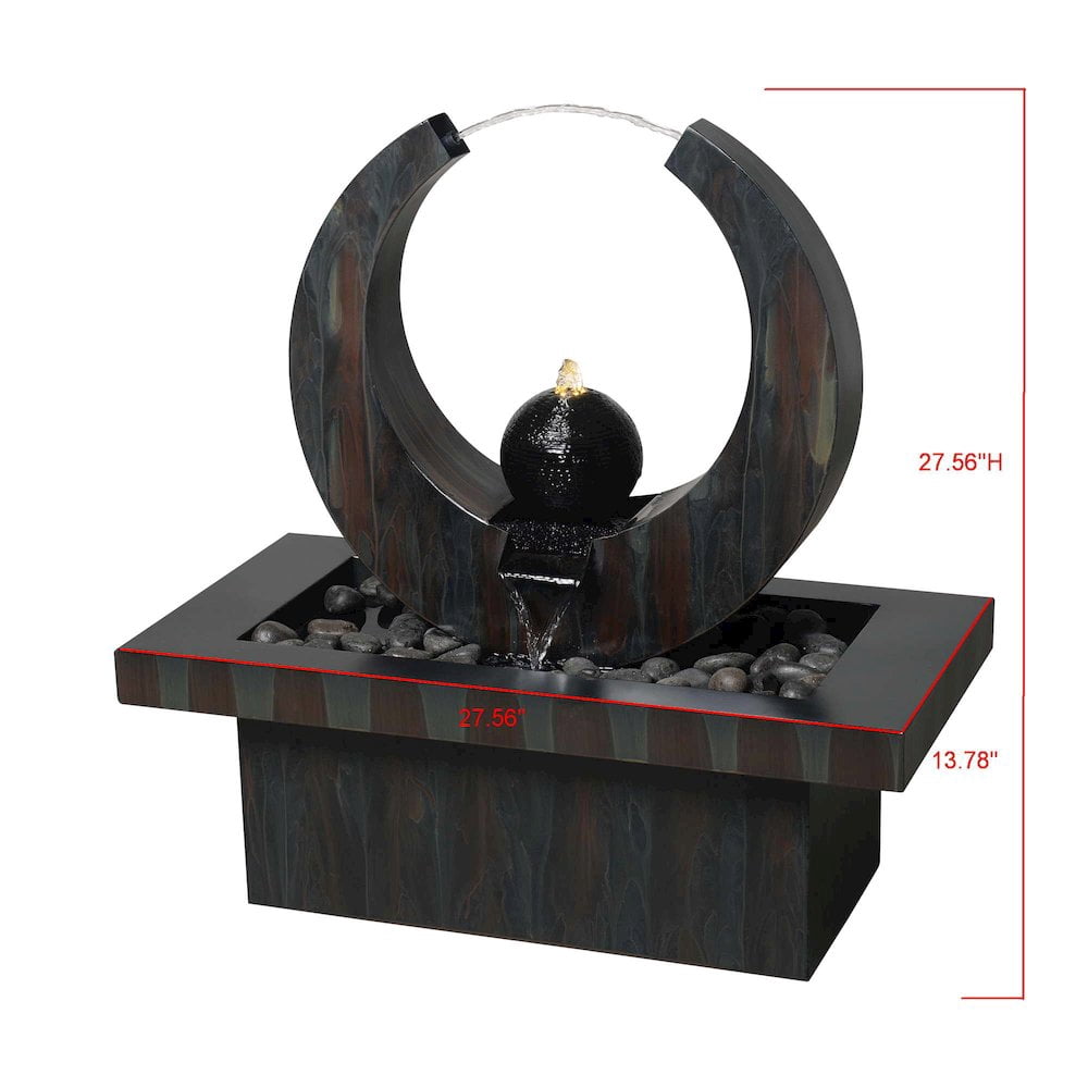 Hi-Line Gift LED Lights Zinc Metal Fountain with LED Lights Outdoor, Rusty Gray
