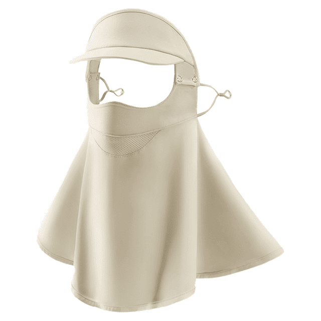 Mascarilla de protección solar de verano con borde desmontable para mujer, mascarilla de seda helada transpirable para ciclismo, tipo largo, con cortina facial