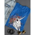 thumbnail image 3 of Unicorn Skull W Flowers T-Shirt Women -Smartprints Designs, Female Large, 3 of 4