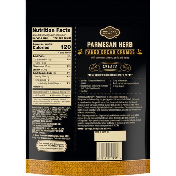 Private Selection Parmesan Herb Panko Bread Crumbs 8 oz - Pack of 1