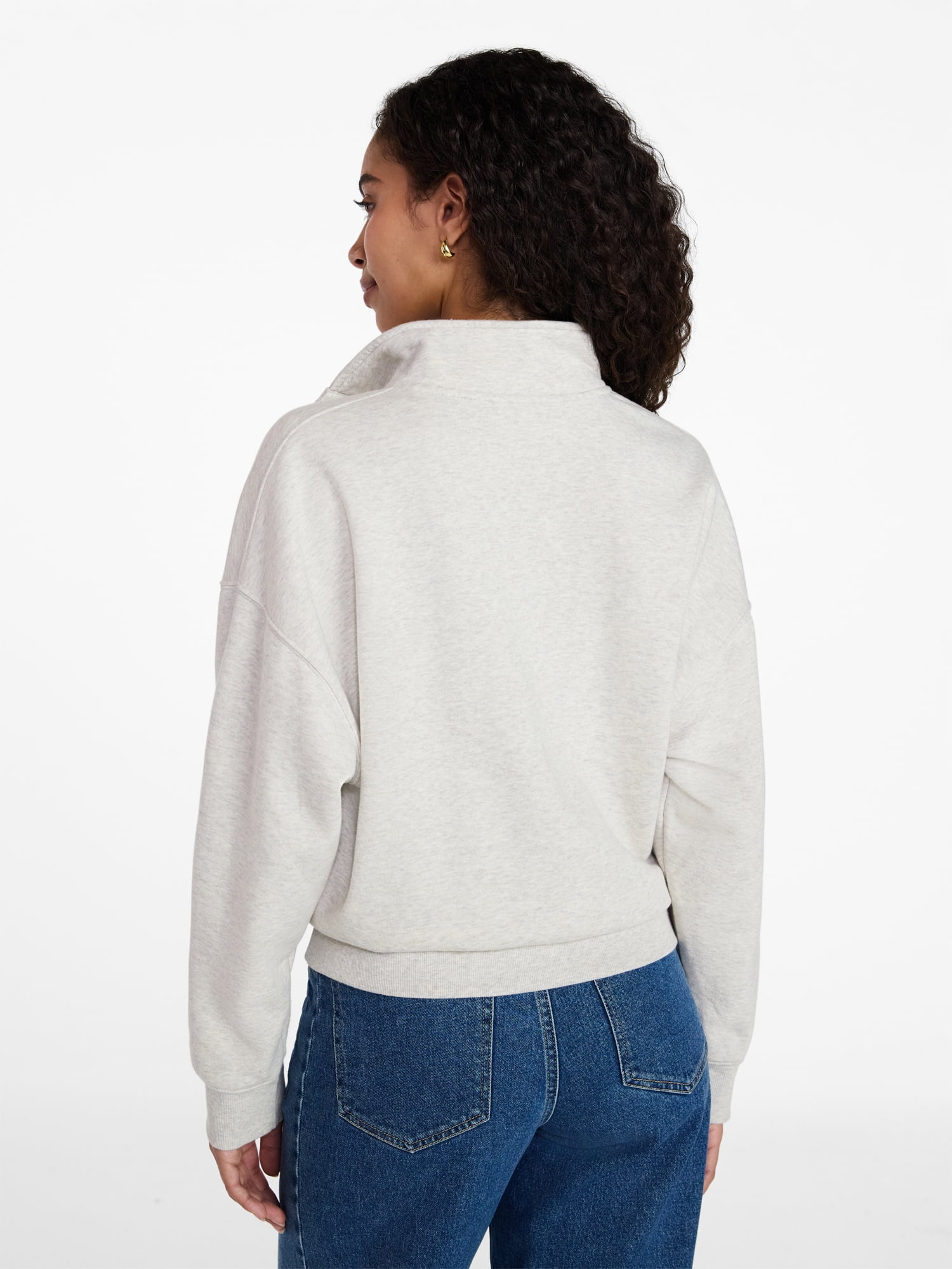 Time and Tru Women's Quarter Button Fleece Top with Long Sleeves, Size XS-XXXL