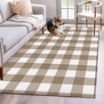 thumbnail image 3 of 3x5 Washable Area Rug, Pastoral Style Non-Slip Rectangle Rug for Living Room Bedroom, Light Brown Lattice Indoor Low Pile Floor Mat for Home Decor, 3 of 9