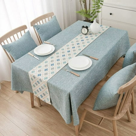 

quality Plain Decorative cotton Linen Table cloth Thick Rectangular melange dyeing hotel Wedding Dining Table Cover Cloth