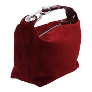 Christian Louboutin Women's Burgundy Suede Silver-Hardware Handbag Burgundy