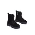 thumbnail image 3 of Cape Robbin Women Ankle Combat Boots Lug Platform Sole Booties Lace Up Round Toe Side Zipper Suede SHANDA Black 5, 3 of 4