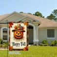 thumbnail image 2 of AMHNF Happy Fall Linen Garden Flag with Pumpkin and Plaid Hat for Spring Summer Home Outdoor Garden Yard Door Decor 12x18 inch, 2 of 5