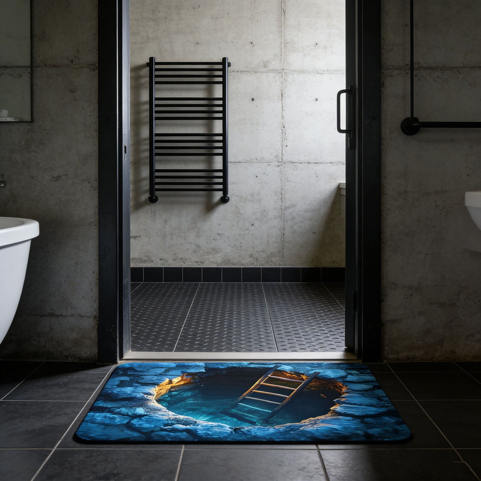 3D Optical Illusion Rug – Fun Non-Slip Mat for Bathroom & Front Door (16"×24") by PALIFEUR