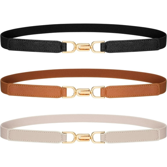 Women Thin Elastic Belt Fashion Skinny Stretch Ladies Waist Belt for Dresses Jeans Pants 0.7" Width