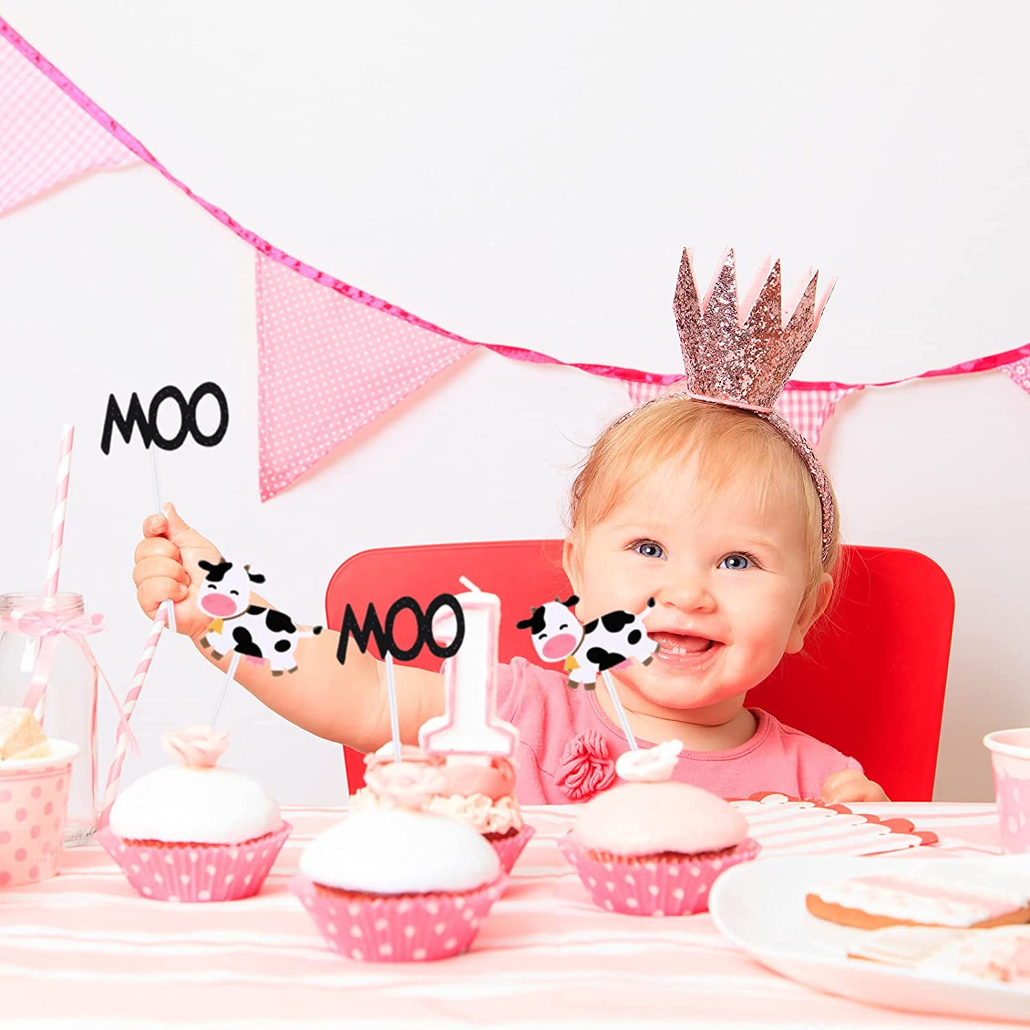Heibin72 Pieces Cupcake Toppers Vache Moo Vache Decorations De Gateau Sur Le Theme Des Animaux De La Ferme Choix De Cupcake Pour Enfants Garcon Fille Anniversaire Baby Shower Party Suppl Walmart