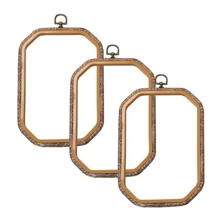 3 Pieces 7 x 10 Inch Rectangle Embroidery Hoop Imitated Wood Cross Stitch Hoop Plastic Embroidery Frame for Display Art Craft Sewing Ornaments DIY Decoration Hanging 3 Pieces 7 x 10 Inch Rectangle Embroidery Hoop Imitated Wood Cross Stitch Hoop Plastic Embroidery Frame for Display Art Craft Sewing Ornaments DIY Decoration Hanging