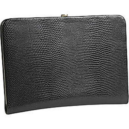 Budd Leather 551856L-1 Framed Lizard Print Calf Skin Photo Case - Black Onyx