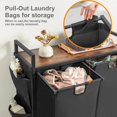 thumbnail image 4 of Double Laundry Hamper with Lid,Rolling Laundry Basket Organizer with Wheels, Iron-Made Laundry Sorter with Top Shelf and 2 Removable Bags,Large Clothes Storage for Room,Black 1, 4 of 14
