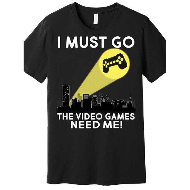 Men's Casual Cotton T-Shirt - "I Must Go, The Video Games Need Me" Print, Crew Neck, Short Sleeve, Black Graphic Tee, Regular Size, 1pc