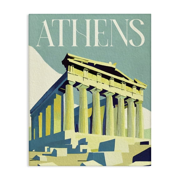 Stupell Industries Athens City Landmark Buildings & Architecture Painting Wrapped Canvas Art Print Wall Art, 16 x 20