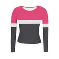 thumbnail image 4 of snilers Long Sleeve Shirt for Women Striped Ribbed Knit Strech Slim Fit Crop Tops Spring Crew Neck Casual Basic T-Shirts S-2XL, 4 of 6