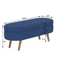 thumbnail image 2 of JESTOP Oval Storage Ottoman Bench, Linen Ottoman Boucle Ottoman with Wood Legs, Modern End of Bed Storage Bench, Foot Rest Stool with Storage, 43.5"x 16"x16", 2 of 7