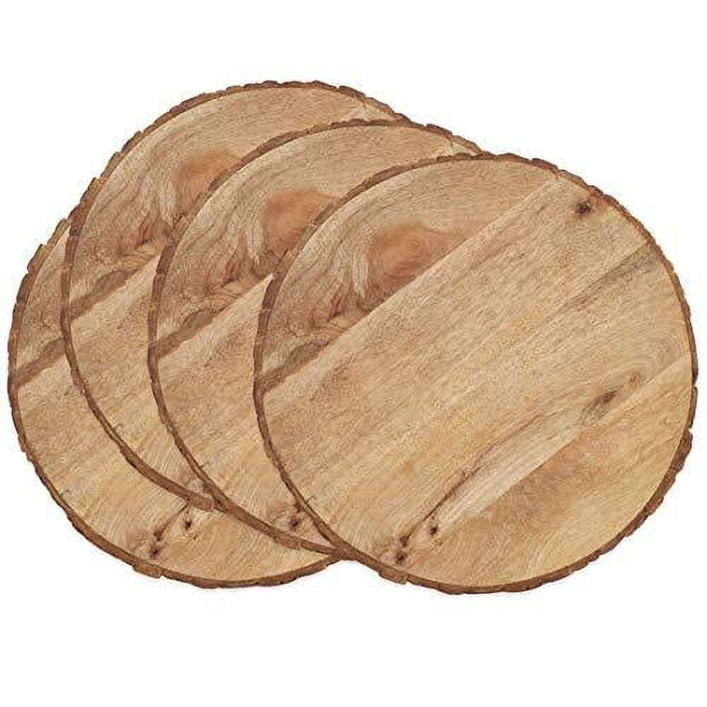 15 Dia | Natural Wood Charger Plates with Bark Edge | Wood Slice Chargers | Rustic Wedding Table Settings | by Tableclothsfactory