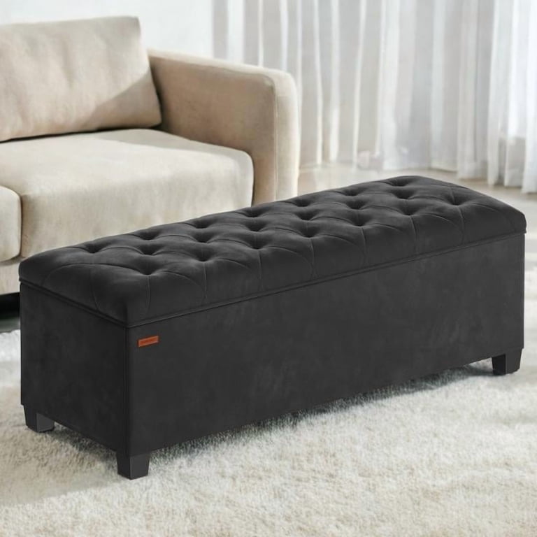 Ledrem Velvet Storage Ottoman Bench, 43-Inch, Ink Black photo 8