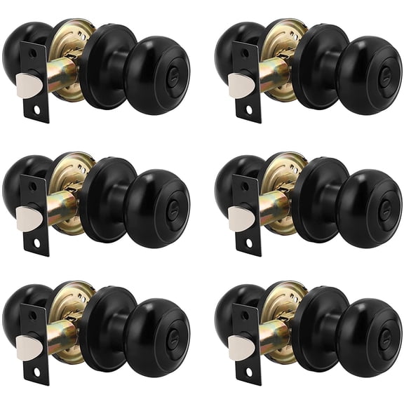 1 Pack Privacy Door Knobs Lock Interior Bedroom Bathroom Doorknobs Antique Brass Round Ball Keyless Lockset