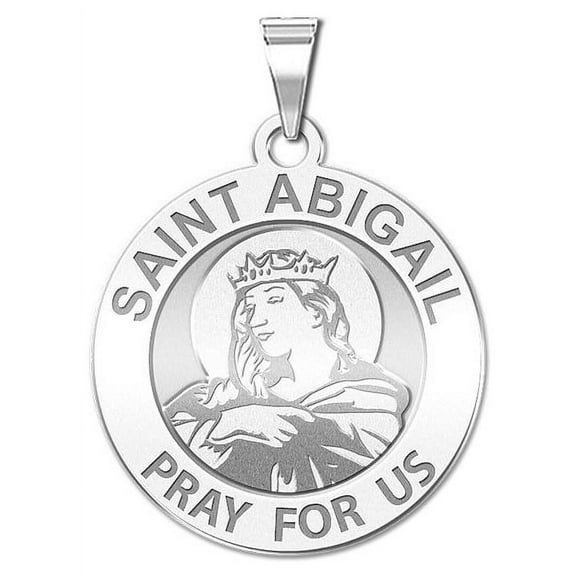 Saint Abigail Religious Round Medal - - 2/3 Inch Size of Dime, Sterling Silver