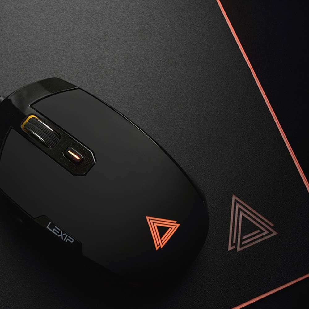 Lexip B5 Gaming RGB Mouse Pad, Customizable LED Lights, Non-Slip Low Friction Surface Rigid Mousepad for Better Control, Precision & Responsiveness