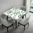 thumbnail image 4 of Spring Leaf Floral Square Fitted Tablecloth with Elastic Edge, Sage Leaves Green Table Cloth, Wipeable Card Table Covers Washable for Home Kitchen Outdoor Decration, Fit for 36 x 36 Inch, 4 of 6