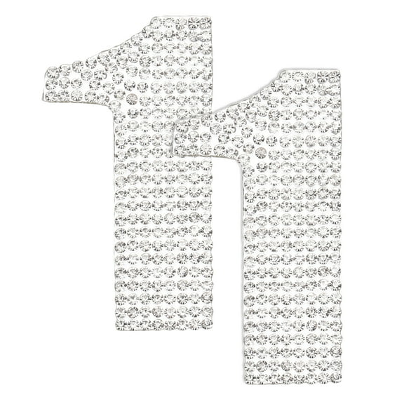 Uxcell 2Pcs Rhinestone Self Adhesive Number Stickers Medium Numbers Patches Embroidered Sew on Appliques for DIY Crafts Clothing Decorations, White 1