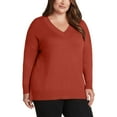 thumbnail image 2 of Matty M Women's Lightweight Knit V-Neck Tunic Length Sweater-Orange / 2X, 2 of 3