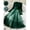 Dark Green, variant on Womens Elegant Dark Green Mesh Patchwork A-Line Dress, Long Sleeve Waist