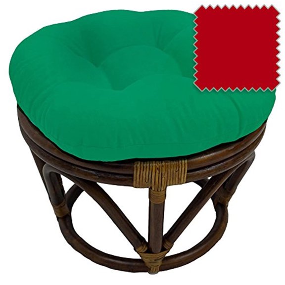 Footstool Ottoman - 18" Square Cushioned Foot Rest - Vintage Style Footstool for Living Room, Bedroom, Sunroom