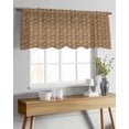thumbnail image 4 of Vintage Rattan Sheer Curtains Valances for Windows Minimalist Abstract Wicker Texture Brown Chiffon Kitchen Valances for Cafe, Voile Window Treatments Curtains for Living Room Bedroom, 54"x18", 4 of 9