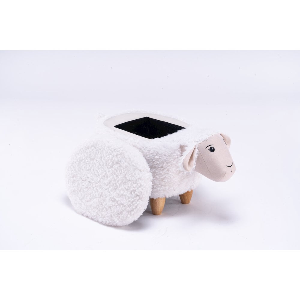 Home 2 Office Shiloh The Sheep Fabric Storage Ottoman/Stool in White/Natural