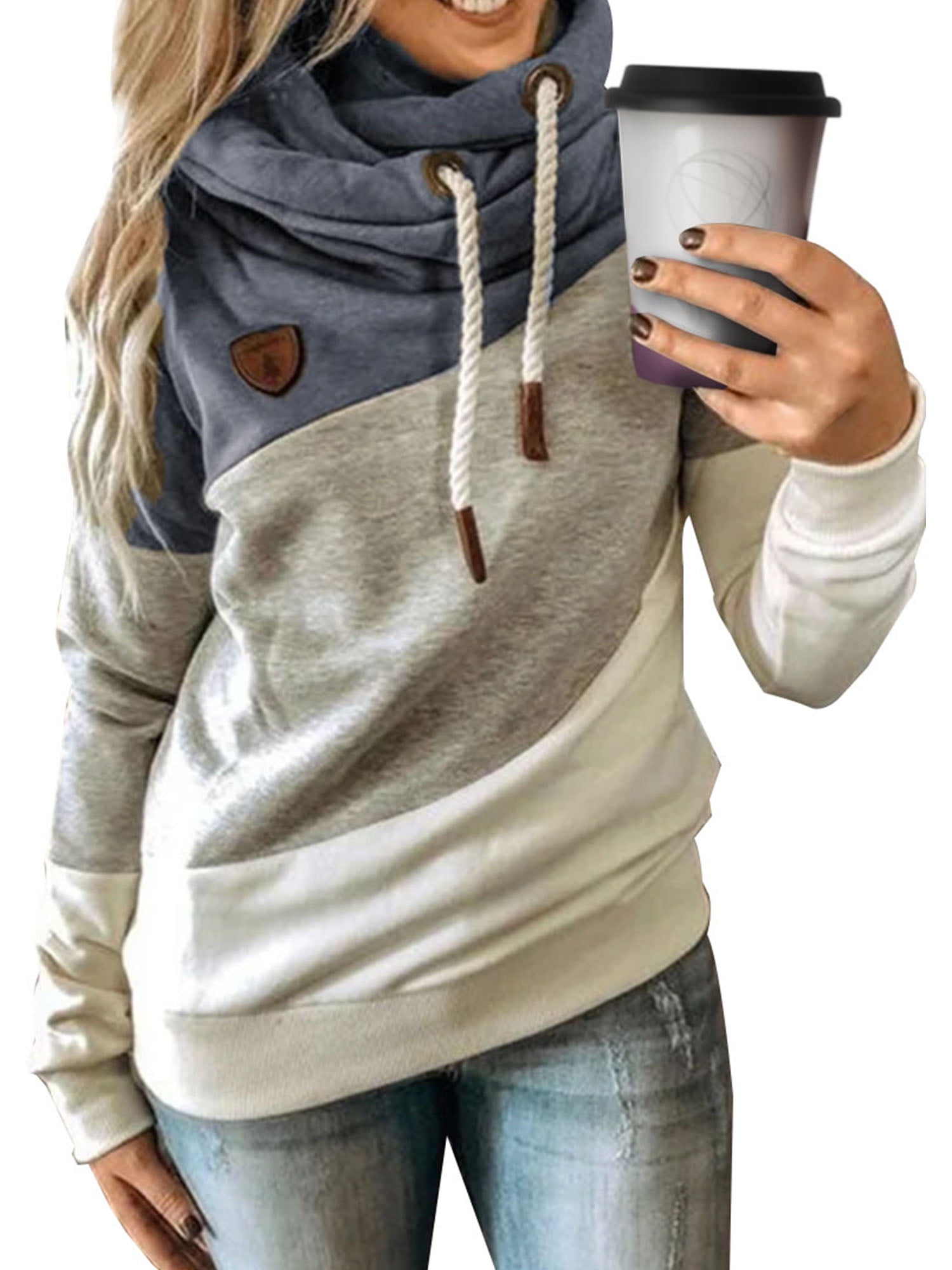 Sweatshirts for Women Hoodie Pullover,Cowl Neck Tops with Pockets 