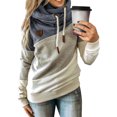 thumbnail image 1 of UKAP Women Pullover Drawstring Sweatshirt Color Block Hoodies Casual Fall Hooded Tops Blue XL, 1 of 2