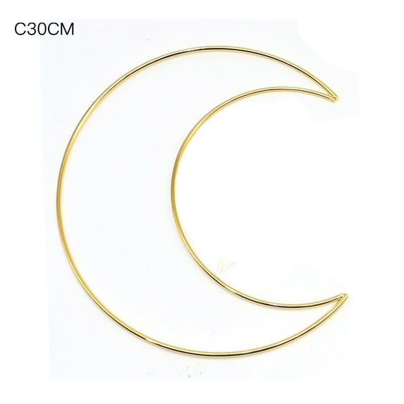 Metal Wire Ring Christmas Pendant Golden Big Moon Love Five-Pointed Star DIY Material Accessories Handmade Iron Ring Moon-Shaped Iron Ring