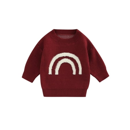 

Bagilaanoe Toddler Baby Girl Boy Knitted Sweater Sweatshirt Long Sleeve Jumper Rainbow Print Pullover 6M 12M 1T 2T 3T 4T 5T 6T Kids Fall Tops